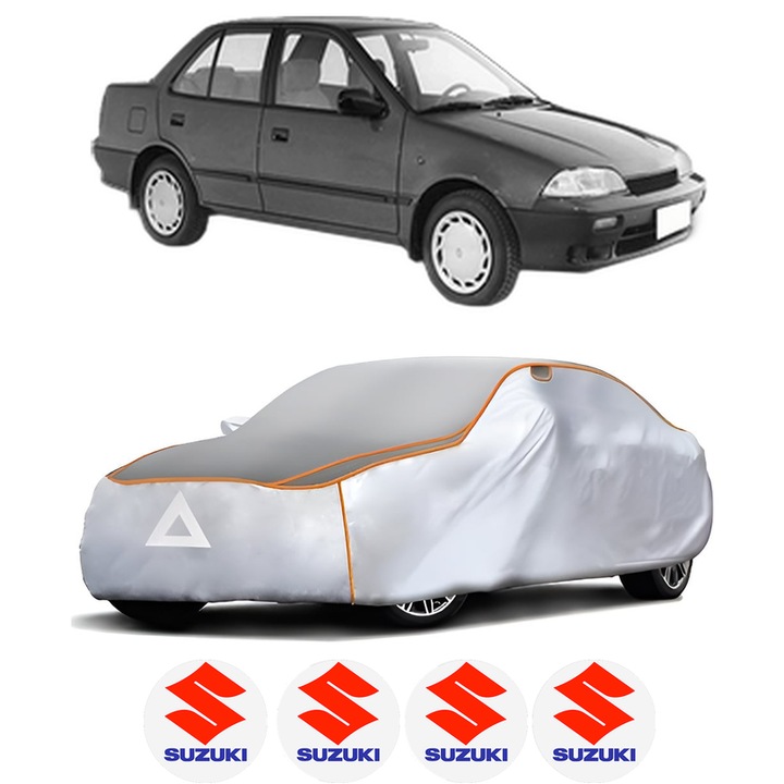 Husa Prelata Antigrindina Auto SUZUKI SWIFT II Saloon (AH, AJ) din 1989-2001, Protectie auto contra intemperiilor la grindina, Waterproof, 4x Stickere auto SUZUKI