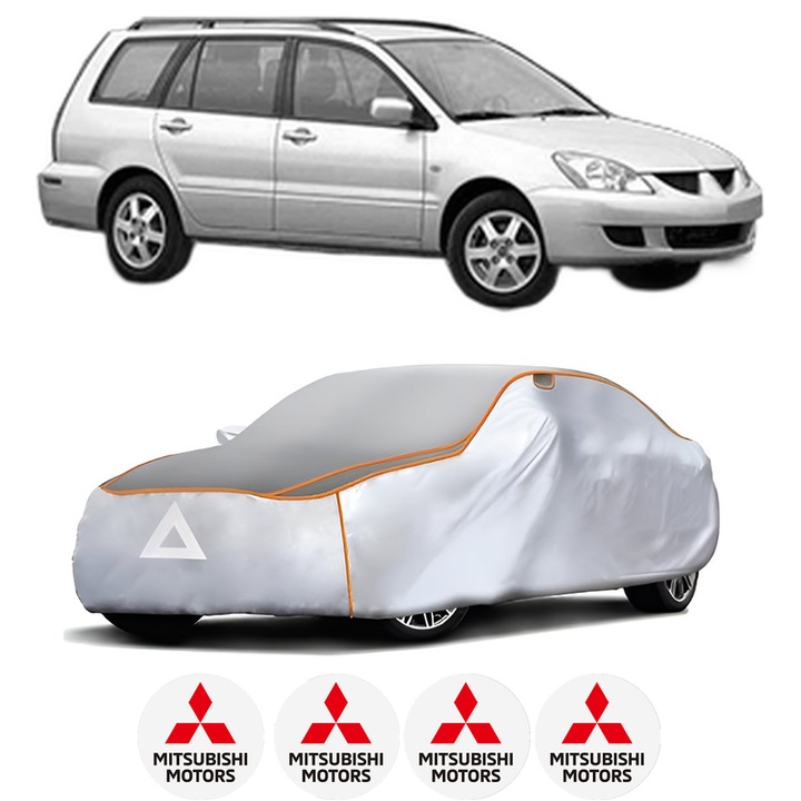 Husa Prelata Antigrindina Auto MITSUBISHI LANCER VII Estate (CS_W, CT_W) din 2003-2008, Protectie auto contra intemperiilor la grindina, Waterproof, 4x Stickere auto MITSUBISHI