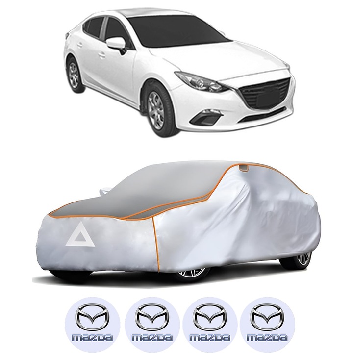Husa Prelata Antigrindina Auto MAZDA 3 Saloon (BP_) din 2018-2021, Protectie auto contra intemperiilor la grindina, Waterproof, 4x Stickere auto MAZDA