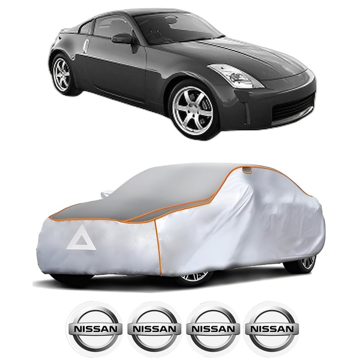 Husa Prelata Antigrindina Auto NISSAN 350Z Coupe (Z33) din 2002-2008, Protectie auto contra intemperiilor la grindina, Waterproof, 4x Stickere auto NISSAN