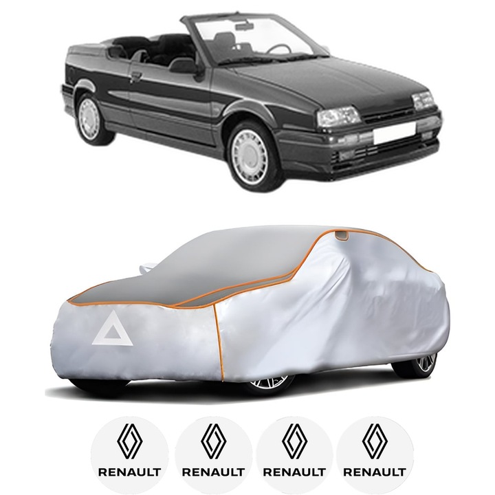 Husa Prelata Antigrindina Auto RENAULT 19 II Cabriolet (D53_, 853_) din 1992-1996, Protectie auto contra intemperiilor la grindina, Waterproof, 4x Stickere auto RENAULT