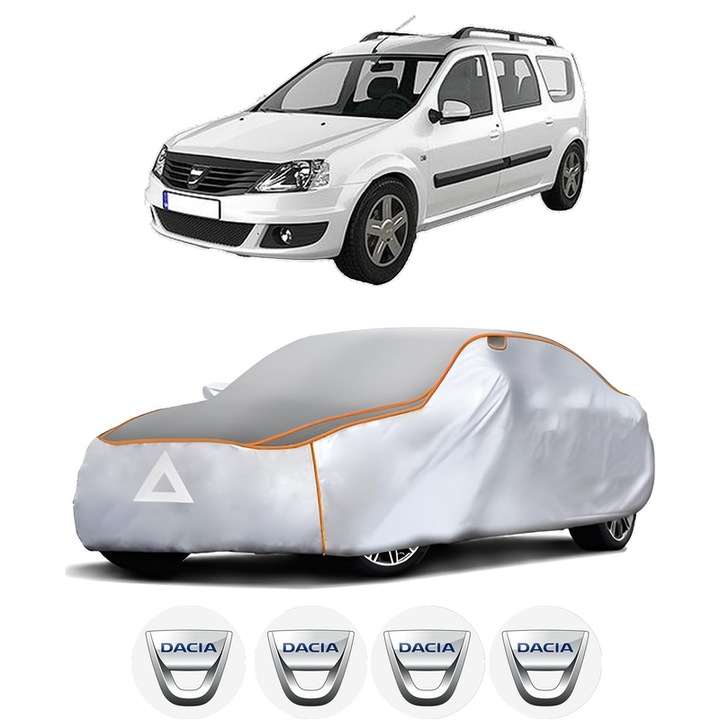 Husa Prelata Antigrindina Auto DACIA LOGAN MCV II din 2013-2019, Protectie auto contra intemperiilor la grindina, Waterproof, 4x Stickere auto DACIA