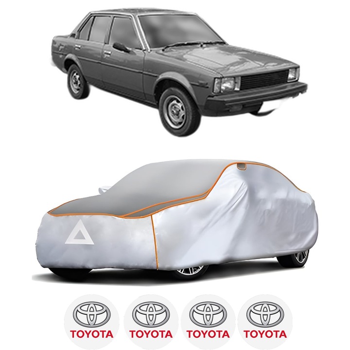 Husa Prelata Antigrindina Auto TOYOTA COROLLA Coupe (_E7_) din 1979-1983, Protectie auto contra intemperiilor la grindina, Waterproof, 4x Stickere auto TOYOTA