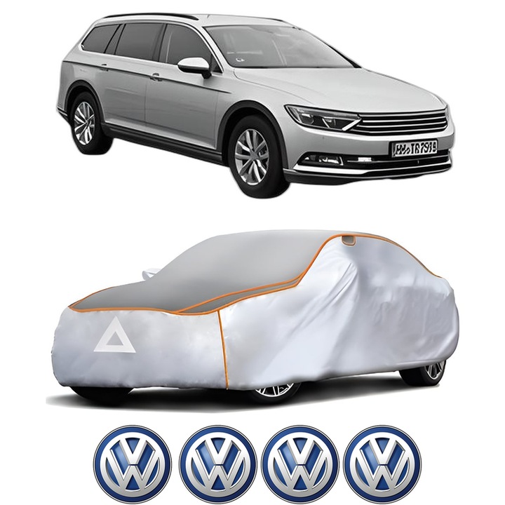Husa Prelata Antigrindina Auto Volskwagen PASSAT ALLTRACK B8 Variant (3G5, CB5) din 2015-2024, Protectie auto contra intemperiilor la grindina, Waterproof, 4x Stickere auto Volskwagen