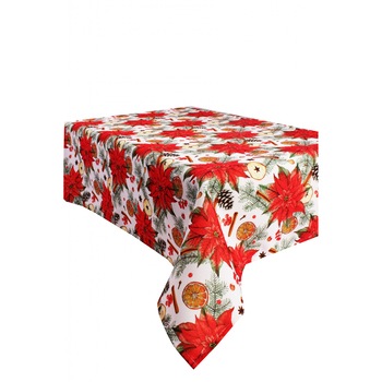 Fata de masa Dekoratex, 140x220 cm, poliester, cu motive de Craciun, imprimat Cinnamon Fata de masa Dekoratex, 140x220 cm, poliester, cu motive de Craciun, imprimat Cinnamon