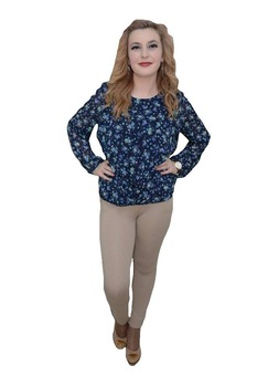 Pantaloni comozi de zi, tip colant cu design de buzunare,D&J Exclusive, Bej, 42 Pantaloni comozi de zi, tip colant cu design de buzunare,D&J Exclusive, Bej, 42