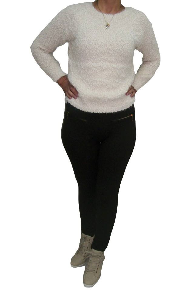 Pantaloni moderni,cu fermoare aurii,D&J Exclusive, Maro