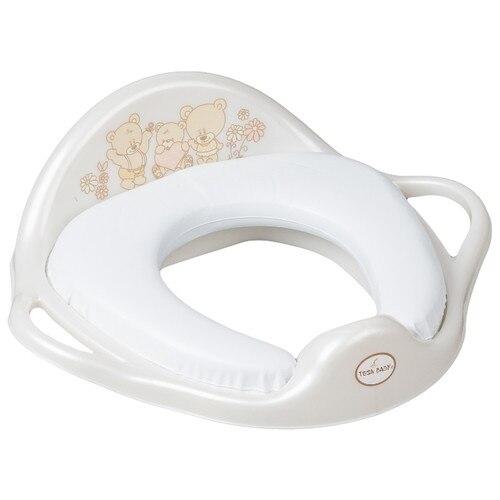 Reductor toaleta moale Ursulet Alb copii, bebelusi