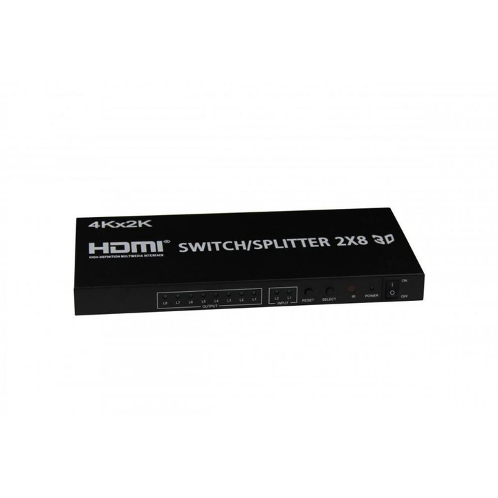 Сплитер HOPE R, HDMI, 2 входа, 8 изхода, 4K x 2K, Отдалечено управление