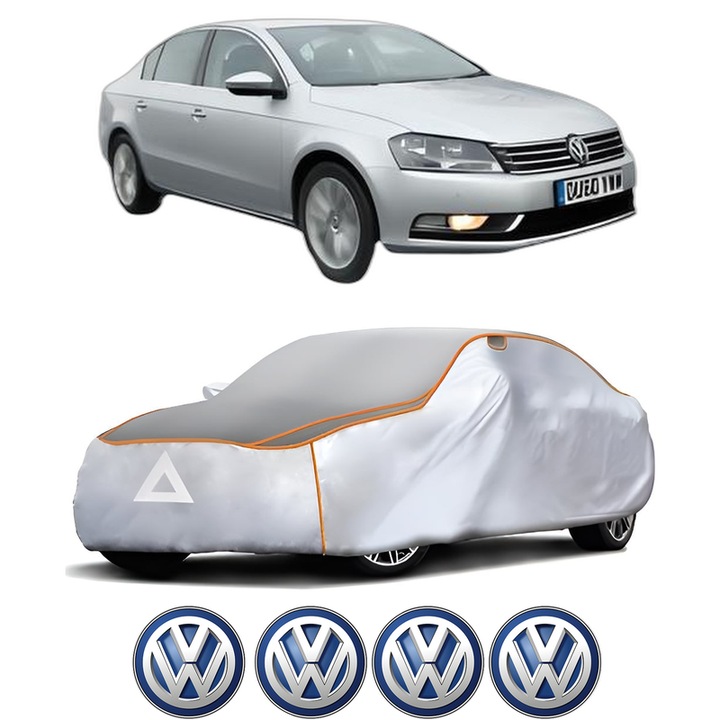 Husa Prelata Antigrindina Auto Volskwagen PASSAT B7 (A32, A33) din 2011-2020, Protectie auto contra intemperiilor la grindina, Waterproof, 4x Stickere auto Volskwagen
