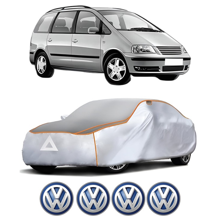 Husa Prelata Antigrindina Auto Volskwagen SHARAN (7M8, 7M9, 7M6) din 1995-2010, Protectie auto contra intemperiilor la grindina, Waterproof, 4x Stickere auto Volskwagen
