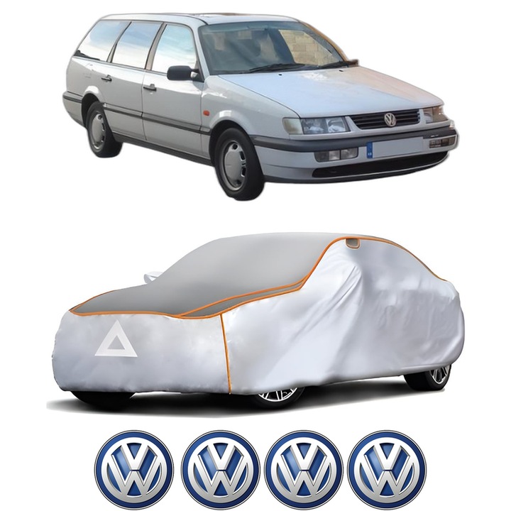 Husa Prelata Antigrindina Auto Volskwagen PASSAT B3/B4 (315, 3A5) din 1989-1996, Protectie auto contra intemperiilor la grindina, Waterproof, 4x Stickere auto Volskwagen
