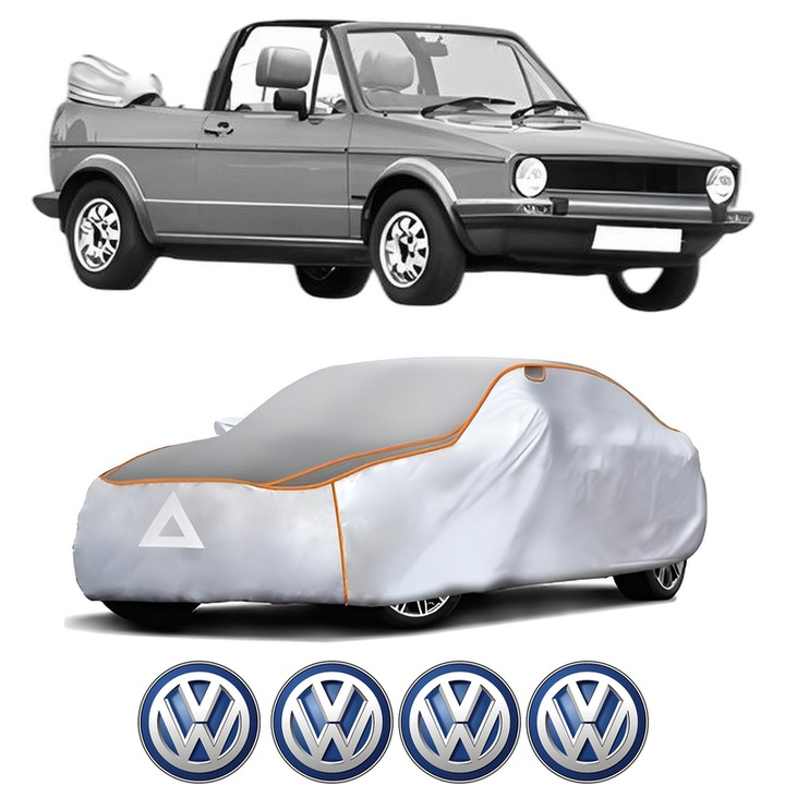Husa Prelata Antigrindina Auto Volskwagen GOLF I Cabriolet (155) din 1979-1993, Protectie auto contra intemperiilor la grindina, Waterproof, 4x Stickere auto Volskwagen
