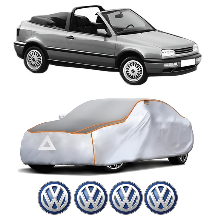 Husa Prelata Antigrindina Auto Volskwagen GOLF III Cabriolet (1E7) din 1993-1998, Protectie auto contra intemperiilor la grindina, Waterproof, 4x Stickere auto Volskwagen