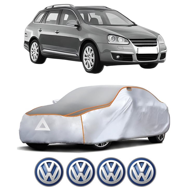 Husa Prelata Antigrindina Auto Volskwagen GOLF V Variant (1K5) din 2007-2009, Protectie auto contra intemperiilor la grindina, Waterproof, 4x Stickere auto Volskwagen