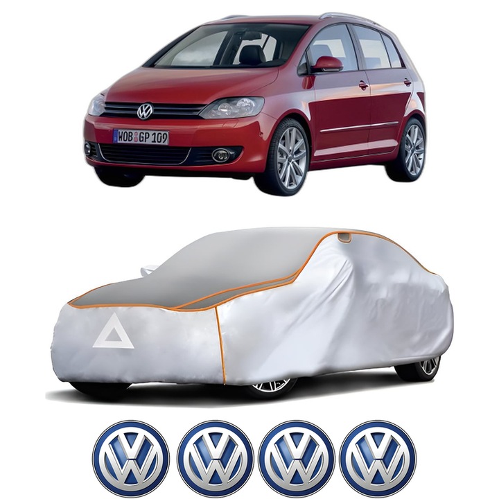 Husa Prelata Antigrindina Auto Volskwagen GOLF PLUS Van (521) din 2009-2014, Protectie auto contra intemperiilor la grindina, Waterproof, 4x Stickere auto Volskwagen