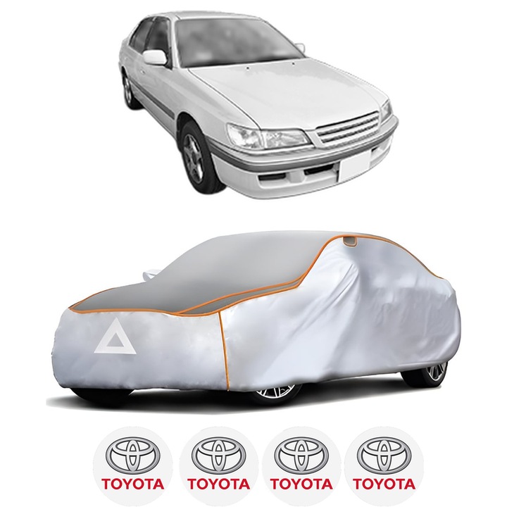 Husa Prelata Antigrindina Auto TOYOTA CORONA Saloon (_T21_) din 1996-2001, Protectie auto contra intemperiilor la grindina, Waterproof, 4x Stickere auto TOYOTA