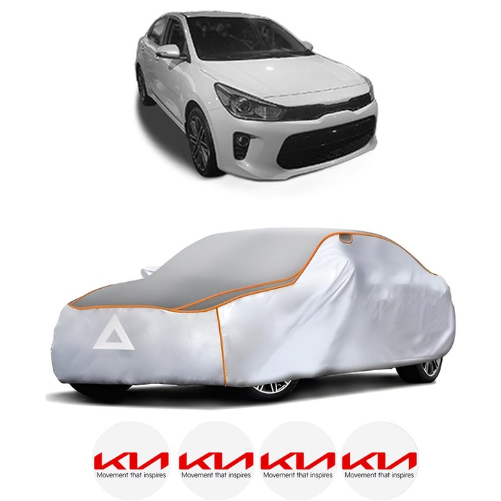 Husa Prelata Antigrindina Auto KIA RIO IV (YB, SC, FB) din 2017-2023, Protectie auto contra intemperiilor la grindina, Waterproof, 4x Stickere auto KIA