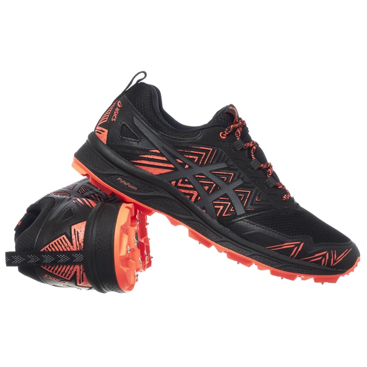 Pantofi sport barbati, Asics, GEL-FujiSetsu 3 G-TX, negru-portocaliu, material sintetic-textil, impermeabili