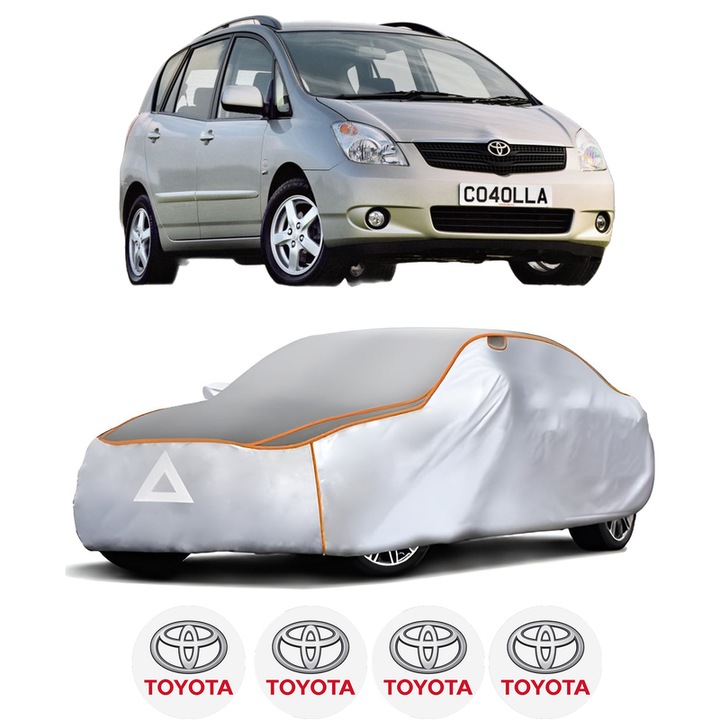 Husa Prelata Antigrindina Auto TOYOTA COROLLA Verso (_E12_) din 2001-2004, Protectie auto contra intemperiilor la grindina, Waterproof, 4x Stickere auto TOYOTA