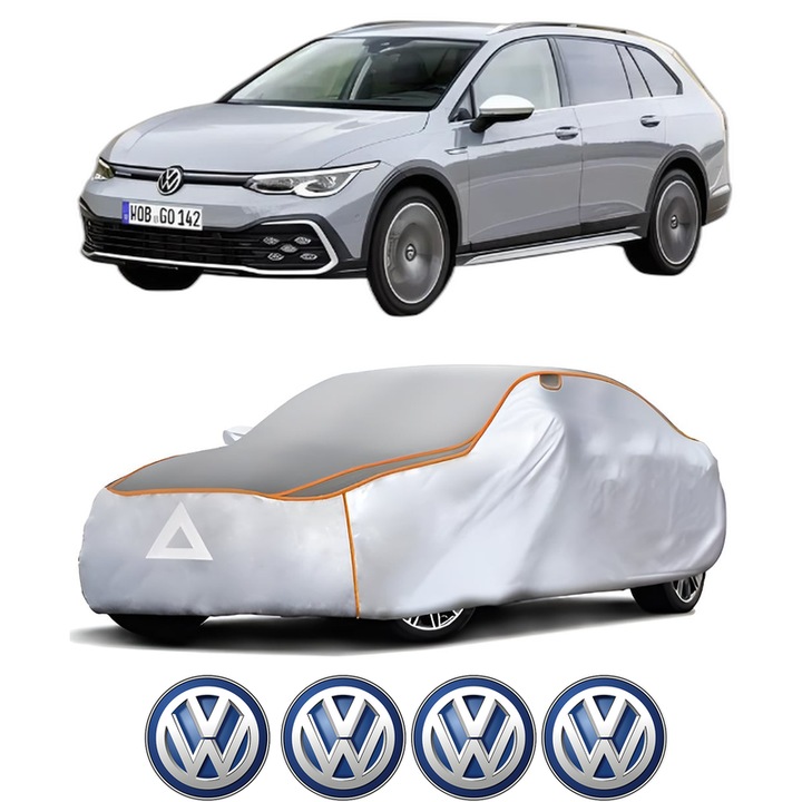 Husa Prelata Antigrindina Auto Volskwagen GOLF ALLTRACK VIII (CG5) din 2020-2024, Protectie auto contra intemperiilor la grindina, Waterproof, 4x Stickere auto Volskwagen