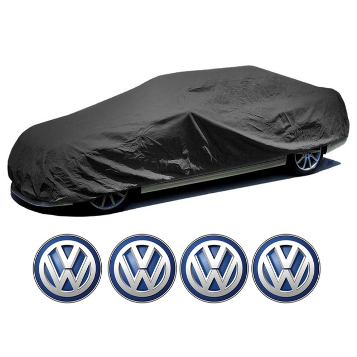 Husa tip prelata auto pentru Volskwagen PASSAT B2 Variant (33B) din 1980-1988, Negru, textil impermeabil, rezistanta la intemperii praf UV, CARPASSION Husa Protectie, 4 Stickere auto cu Volskwagen