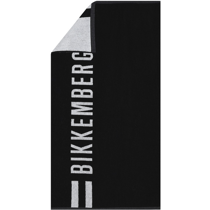 Prosop BIKKEMBERGS, 90x170cm, negru si alb, 100% bumbac