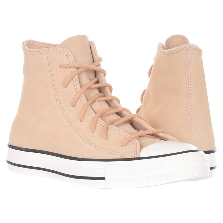 Tenisi dama Converse Chuck Taylor All Star, piele naturala si textil, bej/alb, 39.5 EU