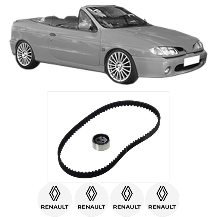 Set kit distributie RENAULT MEGANE I Cabriolet (EA0/1_) 1.6 e (EA0F) din 1996-1999 KW 66 CP 90 CMC 1598, Auto, SKF, 4 Stickere auto cu RENAULT