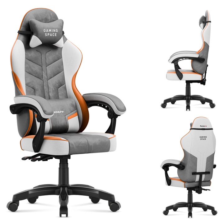 Геймърски стол, Huzaro Force 2.7, въртящ се, ергономичен, сив