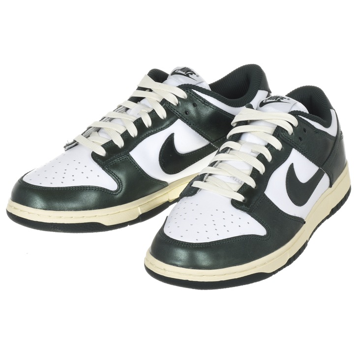 Tenisi barbati, Nike, DUNK LOW, piele naturala, alb/verde, 42.5 EU