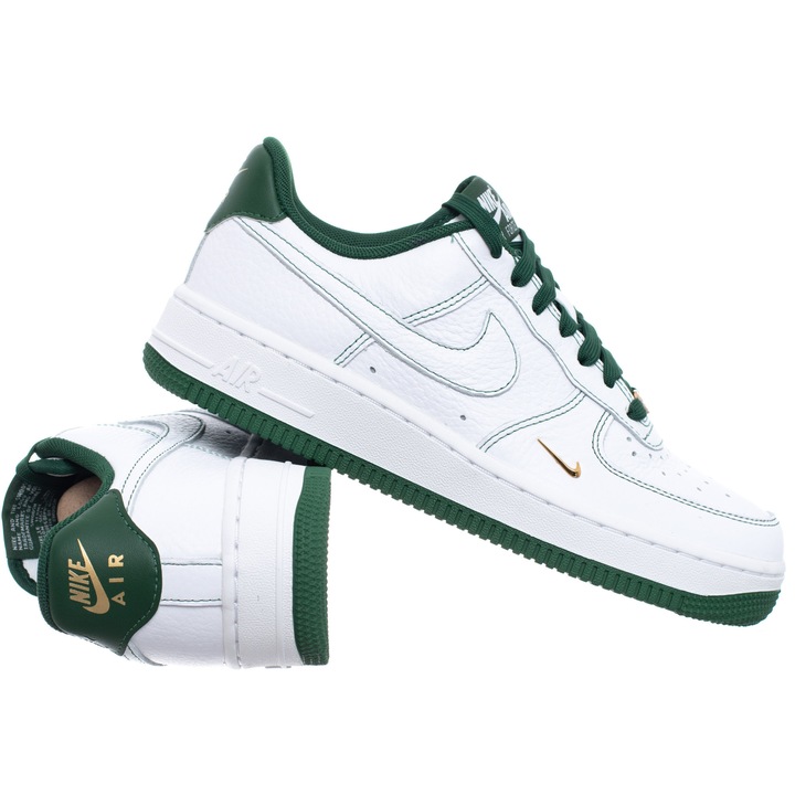 Pantofi sport Nike Air Force 1'07 Mini Jewel, alb-verde, piele naturala