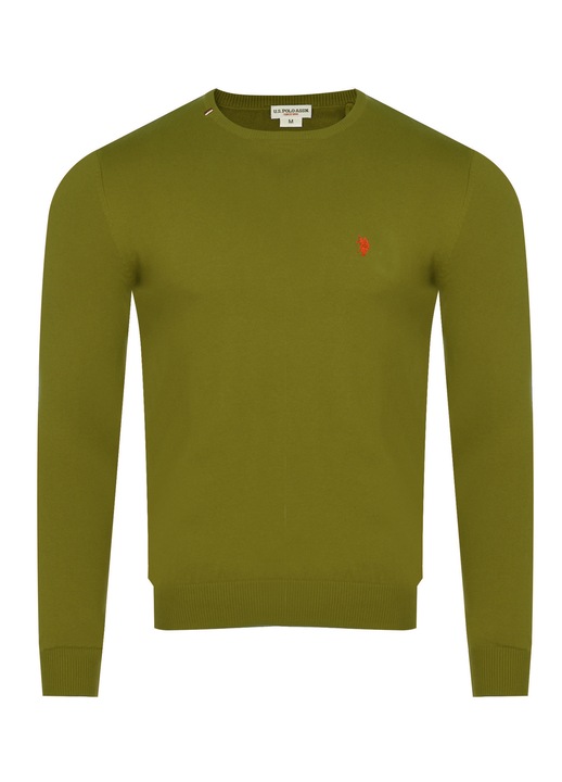 Pulover barbati, U.S. Polo Assn., bumbac, verde masliniu, Verde masliniu, 2XL
