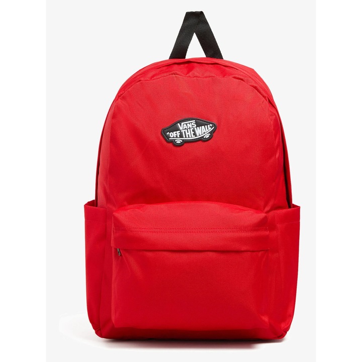 Раница VANS Old Skool Grom, червена, 41x27x12см, с регулируеми презрамки и отделение за лаптоп