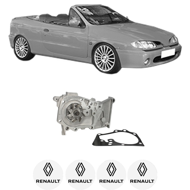 Pompa apa RENAULT MEGANE I Cabriolet (EA0/1_) 1.6 16V (EA04, EA0B, EA11, EA1J) din 1999-2003 KW 79 CP 107 CMC 1598, Auto, HEPU, 4x Stikere auto cu RENAULT