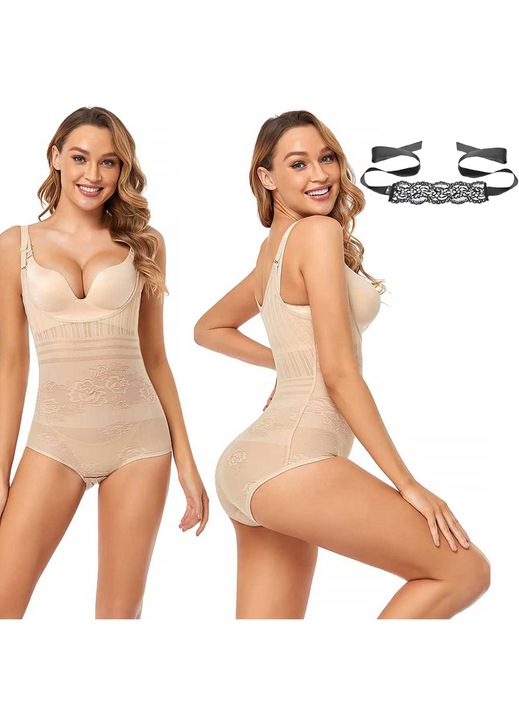 Karcsúsító alakformáló a fenékemeléshez + szexi csipke szemmaszk, szülés utáni felépülést segítő alakformáló fehérnemű, varrás nélküli, L méret, testszínű, nejlon