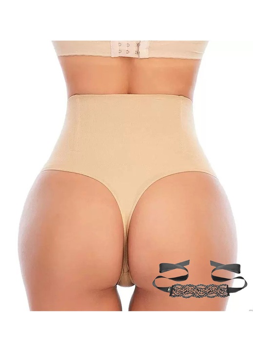 Varrott nélküli alakformáló fehérnemű, haskontroll, fenékemelő, testszínű, L méret, fekete szemmaszkkal