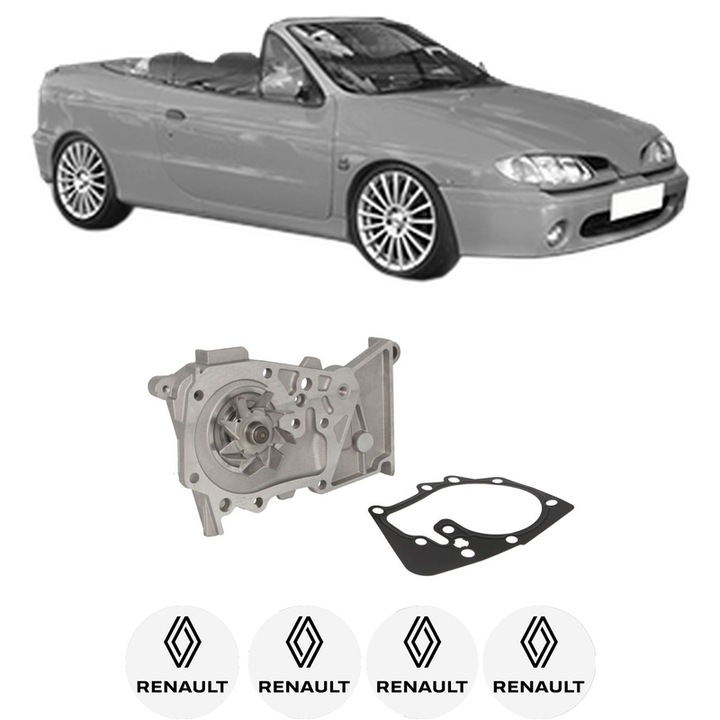 Pompa apa RENAULT MEGANE I Cabriolet (EA0/1_) 1.6 16V (EA04, EA0B, EA11, EA1J) din 1999-2003 KW 79 CP 107 CMC 1598, Auto, HEPU, 4x Stikere auto cu RENAULT