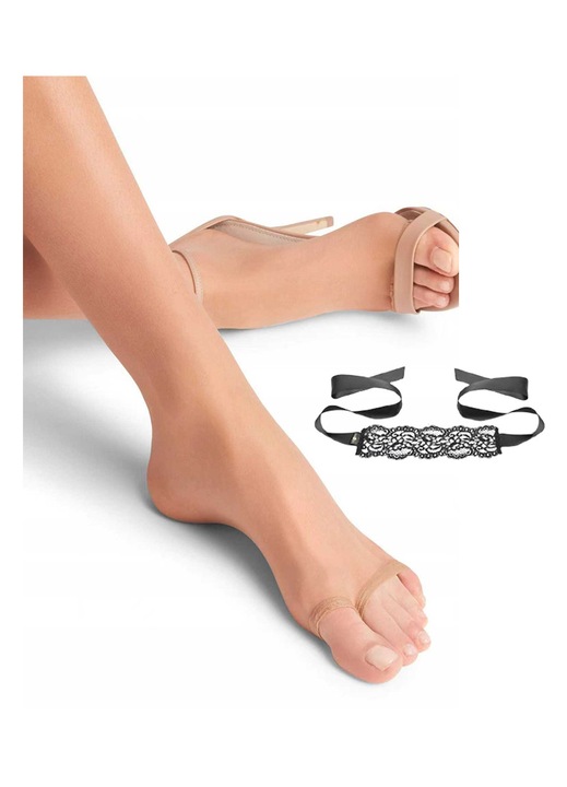 Női harisnya, ultravékony, testszínű, szett fekete titokzatos maszkkal
