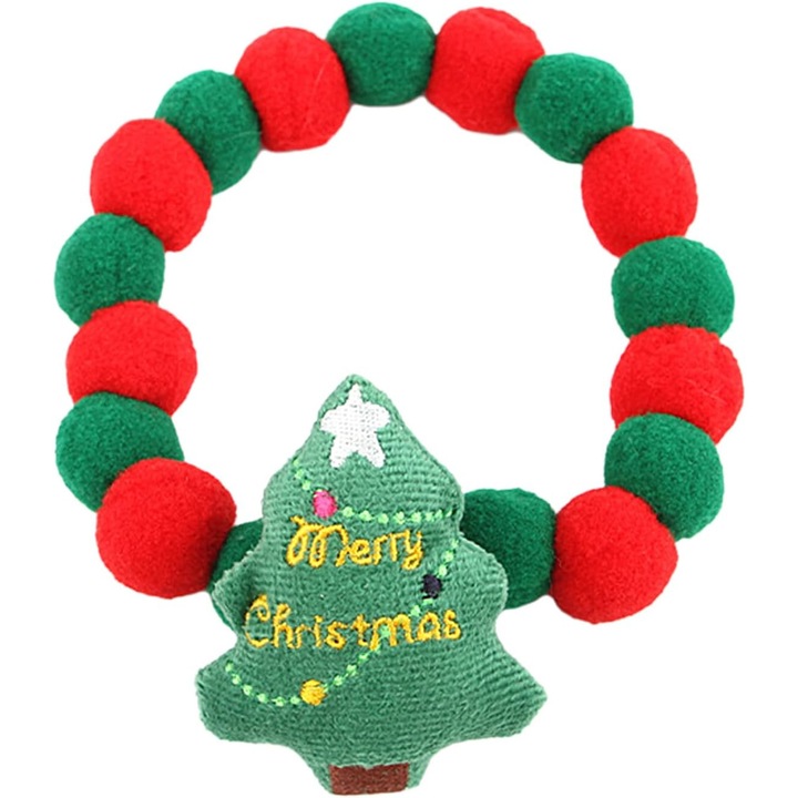 Zgarda de Craciun pentru pisica, marimea M, rosu/verde