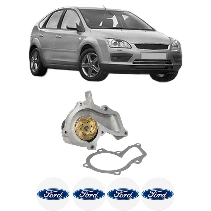 Pompa apa FORD FOCUS II (DA_, HCP, DP) 1.6 din 2004-2012 KW 74 CP 100 CMC 1596, Auto, HEPU, 4x Stikere auto cu FORD