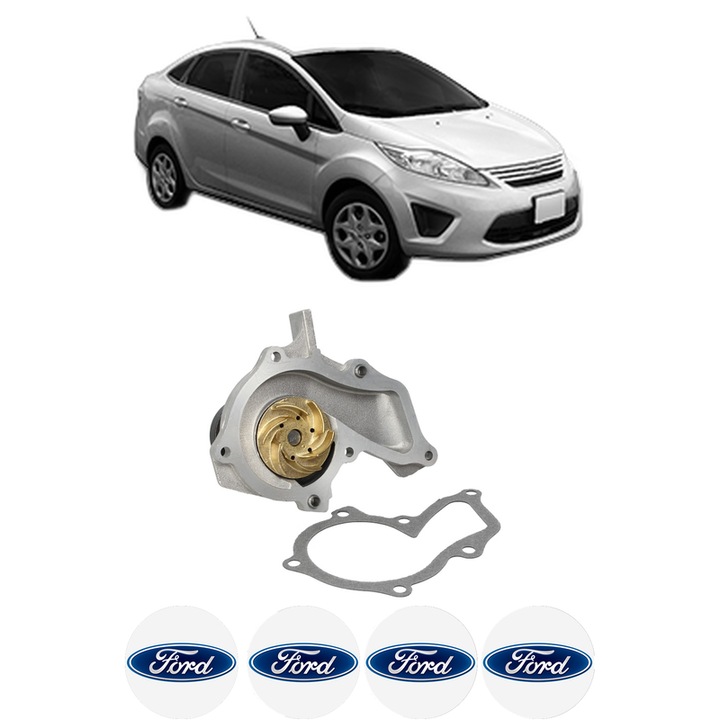 Pompa apa FORD FIESTA Saloon 1.6 din 2002-2013 KW 73 CP 99 CMC 1597, Auto, HEPU, 4x Stikere auto cu FORD