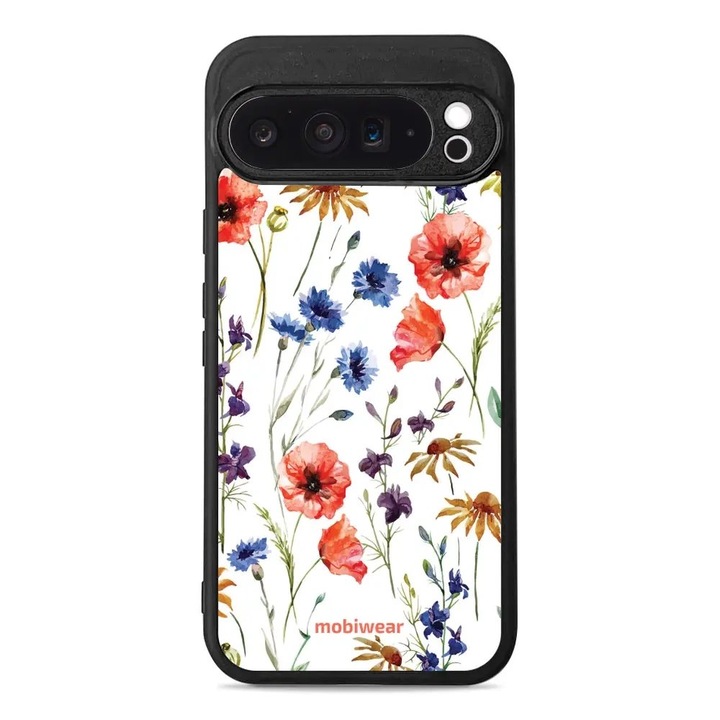 Husa telefon Mobiwear Glossy, Google Pixel 9 Pro XL, design floral, rezistent la socuri, multicolor