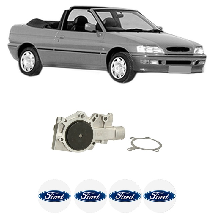 Pompa apa FORD ESCORT V Convertible (ALL) 1.6 16V XR3i din 1992-1995 KW 66 CP 90 CMC 1597, Auto, HEPU, 4x Stikere auto cu FORD