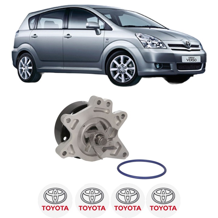 Pompa apa TOYOTA COROLLA Verso (ZER_, ZZE12_, R1_) 1.6 (ZNR10_, ZNR10R) din 2004-2009 KW 81 CP 110 CMC 1598, Auto, HEPU, 4x Stikere auto cu TOYOTA