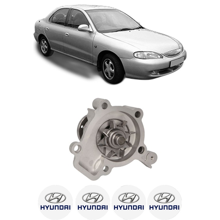Pompa apa HYUNDAI LANTRA II (J-2) 1.6 i din 1995-2000 KW 66 CP 90 CMC 1599, Auto, HEPU, 4x Stikere auto cu HYUNDAI