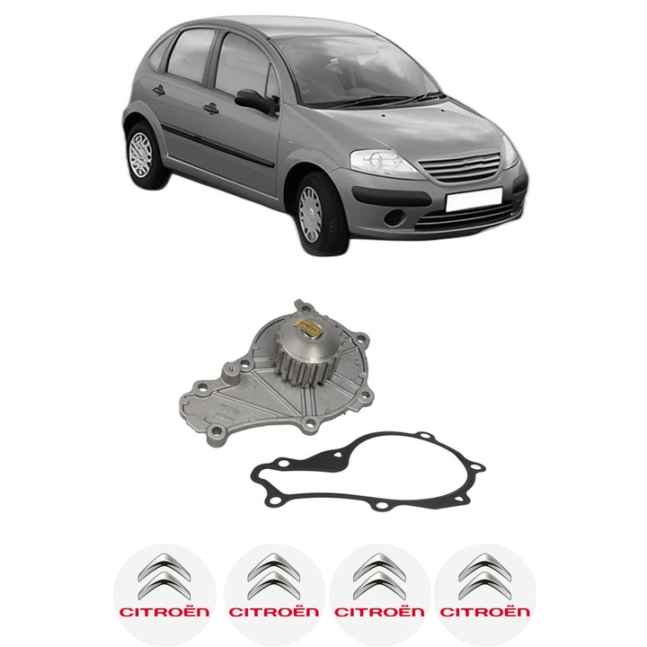 Pompa apa CITROEN C3 I (FC_, FN_) 1.6 16V HDi din 2005-2009 KW 66 CP 90 CMC 1560, Auto, HEPU, 4x Stikere auto cu CITROEN