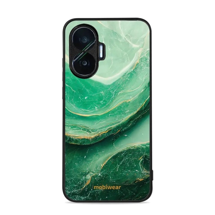 Husa telefon Mobiwear Glossy, pentru Xiaomi Poco F7, marmorata verde, rezistenta la socuri si zgarieturi