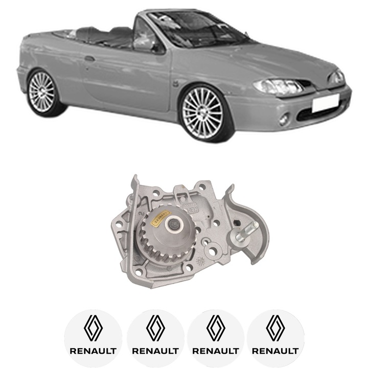Pompa apa RENAULT MEGANE I Cabriolet (EA0/1_) 1.6 e (EA0F) din 1996-1999 KW 66 CP 90 CMC 1598, Auto, HEPU, 4x Stikere auto cu RENAULT