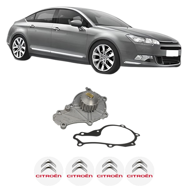 Pompa apa CITROEN C5 III (RD_) 1.6 HDi 110 (RD9HL0, RD9HR8, RD9HRA) din 2010-2012 KW 82 CP 112 CMC 1560, Auto, HEPU, 4x Stikere auto cu CITROEN